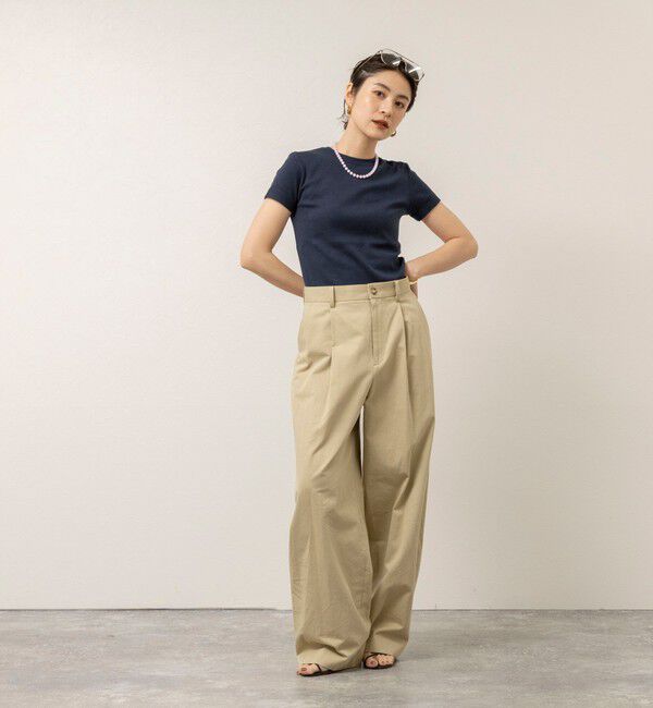 MAQWEL「【MAQWEL/マクウェル】ウォッシャブルCOTTON RIB 半袖Tシャツ」|Tシャツ・カットソー|