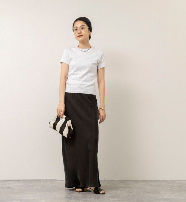 MAQWEL「【MAQWEL/マクウェル】ウォッシャブルCOTTON RIB 半袖Tシャツ」|Tシャツ・カットソー|