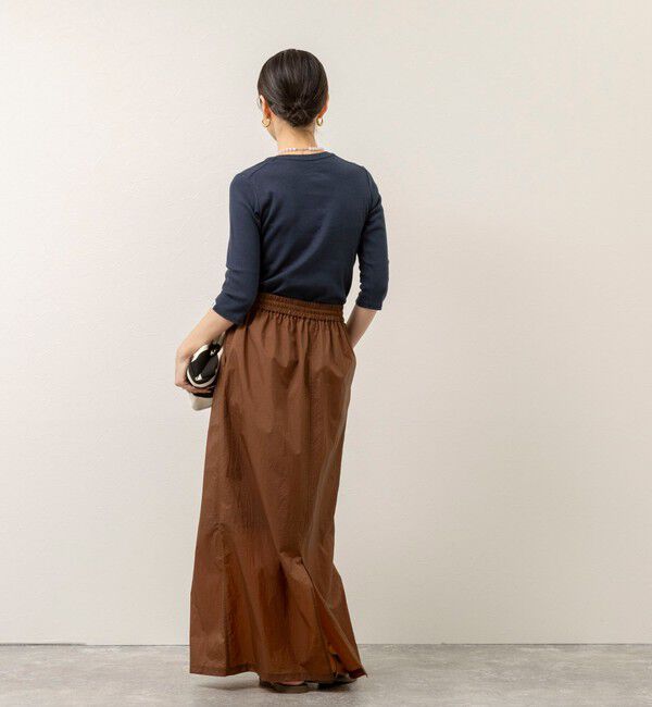 MAQWEL「【MAQWEL/マクウェル】ウォッシャブルCOTTON RIB 7分袖VネックTシャツ」|Tシャツ・カットソー|