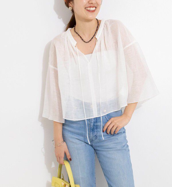 NOLLEY'S「ウォッシャブルシアーリネンカールマイヤーショートブラウス」|シャツ・ブラウス|