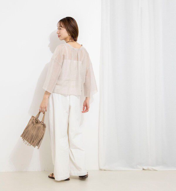 NOLLEY'S「ウォッシャブルシアーリネンカールマイヤーショートブラウス」|シャツ・ブラウス|