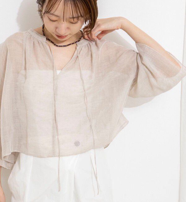 NOLLEY'S「ウォッシャブルシアーリネンカールマイヤーショートブラウス」|シャツ・ブラウス|