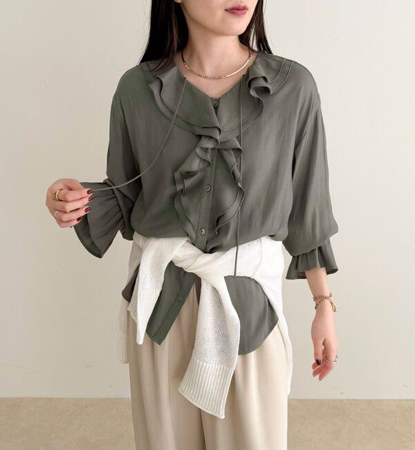 fredy emue「ボリュームフリル前開きブラウス」|シャツ・ブラウス|
