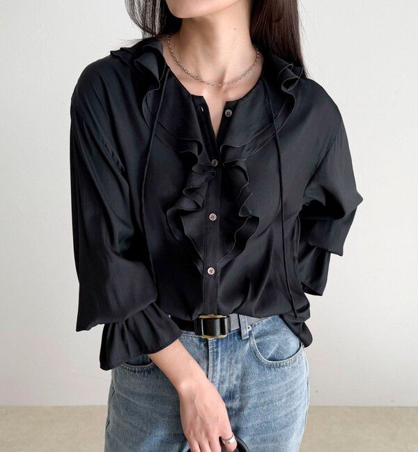 fredy emue「ボリュームフリル前開きブラウス」|シャツ・ブラウス|