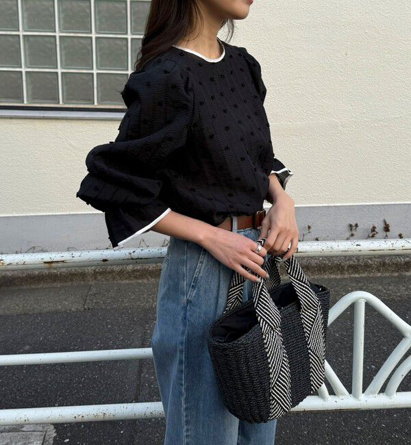 fredy emue「【大人気シリーズの最新作】バック釦配色ギャザーブラウス」|シャツ・ブラウス|