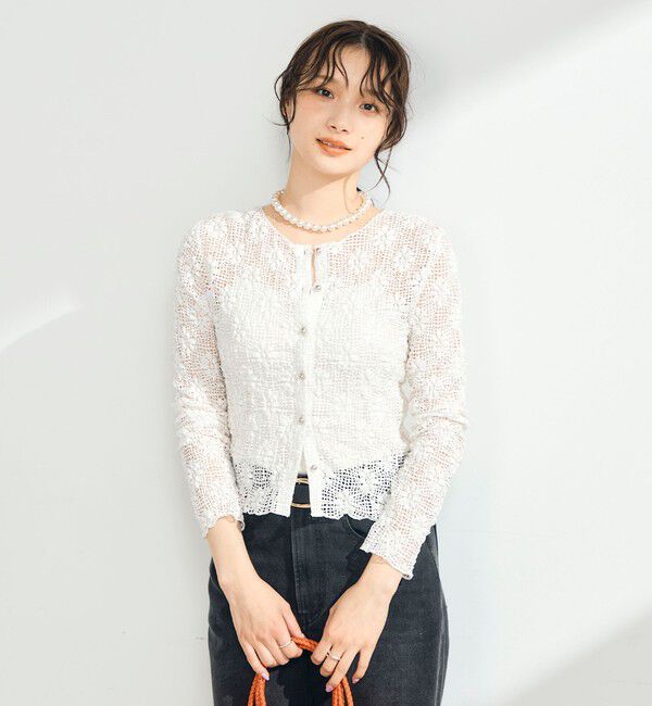 fredy emue「フラワーストレッチレースカーデ」|カーディガン|