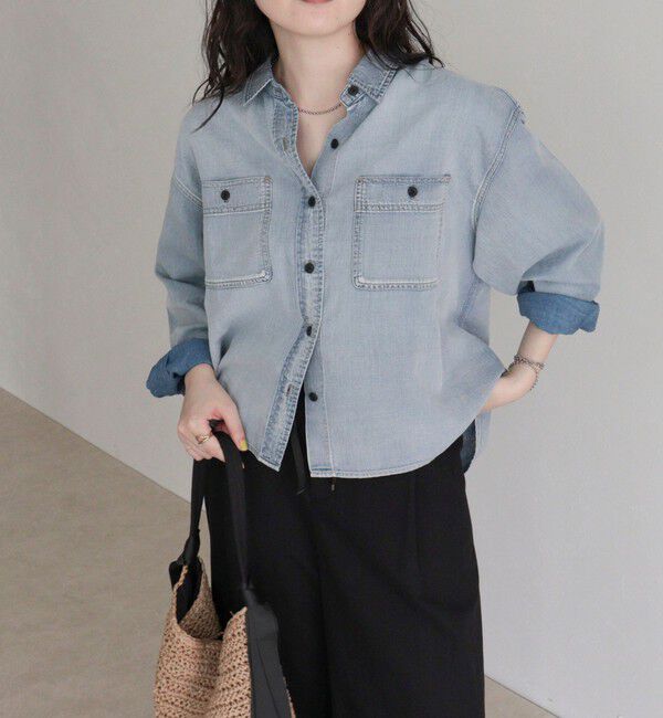 fredy emue「シアーデニムクロップドシャツ」|シャツ・ブラウス|