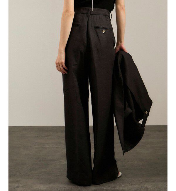 SALON adam et rope'「リネンツイルタックパンツ」|スラックス|ブラック(01)