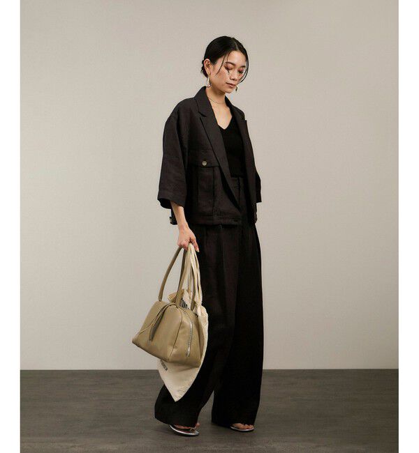 SALON adam et rope'「リネンツイルタックパンツ」|スラックス|