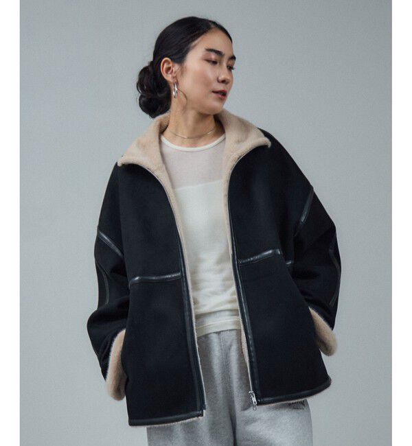 SALON adam et rope'「【WEB限定】フェイクムートンショートコート」|その他|