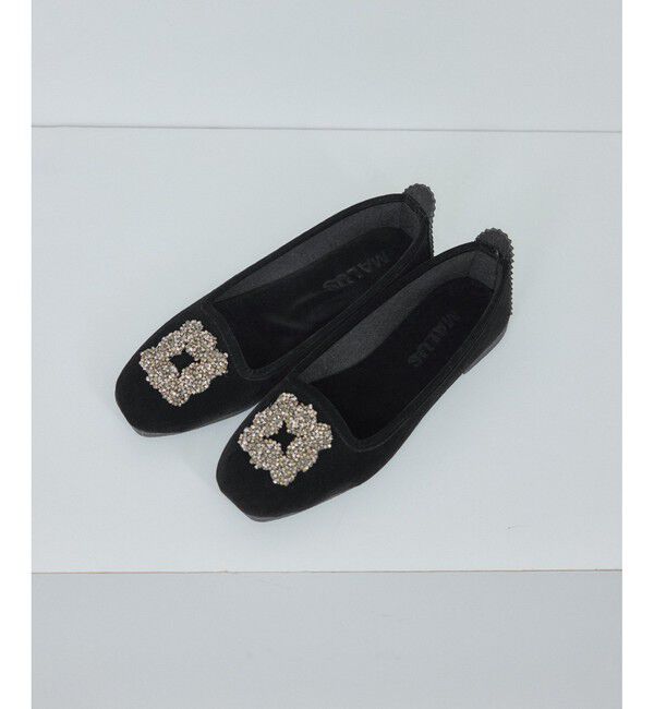 SALON adam et rope'「【MALUS（マリュス）】Velvet bijou shoes / ベルベットビジューパンプス」|パンプス|