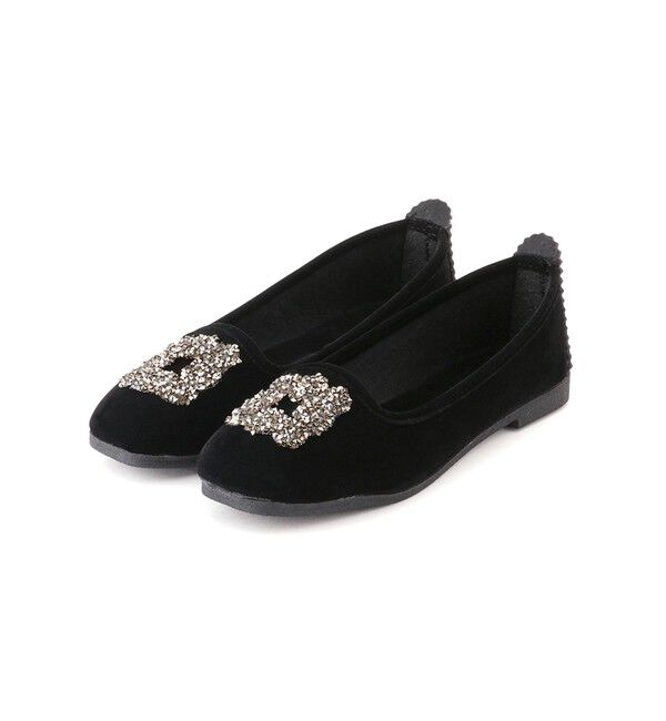 SALON adam et rope'「【MALUS（マリュス）】Velvet bijou shoes / ベルベットビジューパンプス」|パンプス|