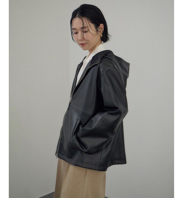 SALON adam et rope'「レザーライクフーデッドパーカー」|ブルゾン・スタジャン|