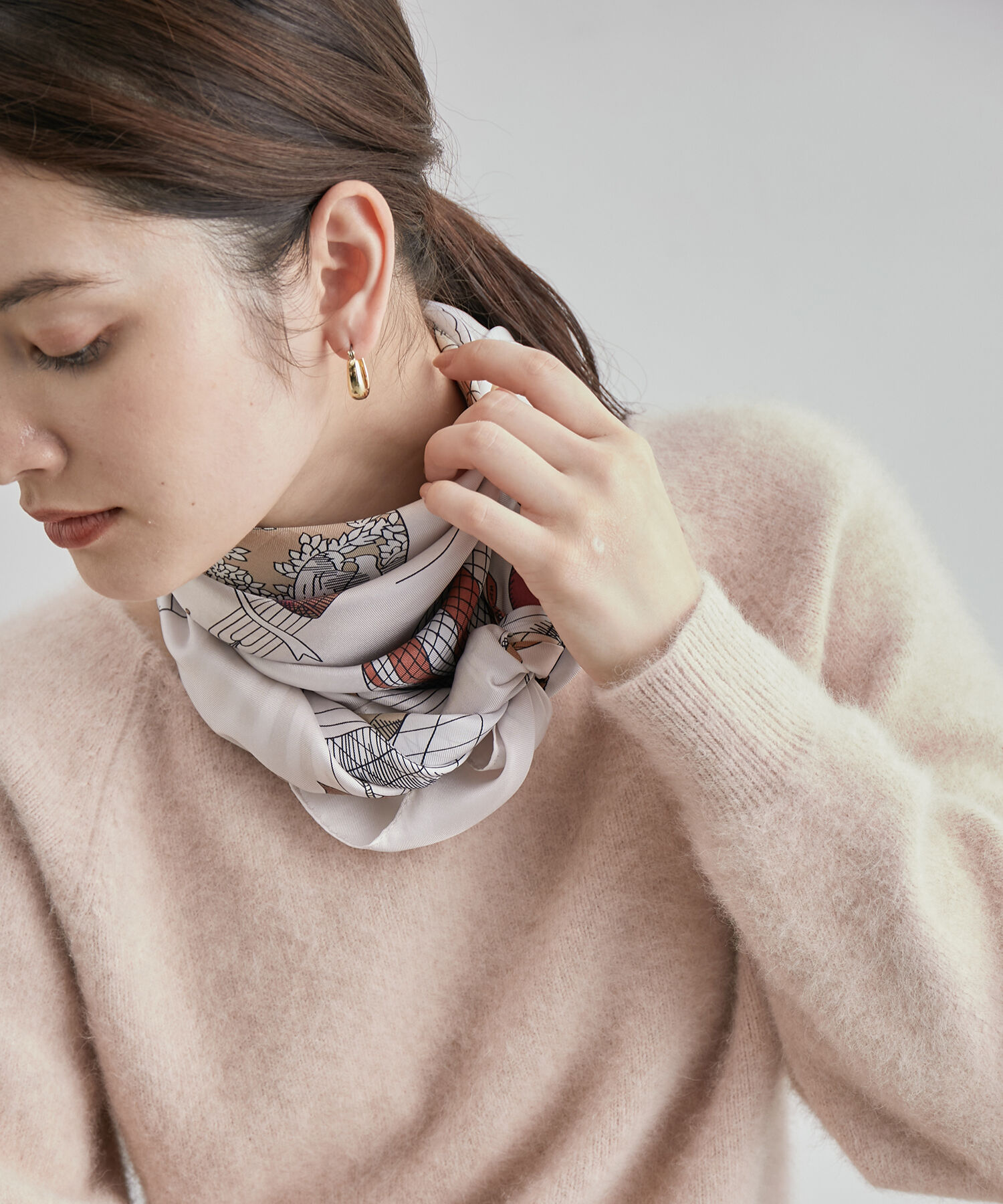 ROP&Eacute;「ROPE'アーカイブパターンシルクスカーフ/Lサイズ」|バンダナ・スカーフ|オフホワイト(15)