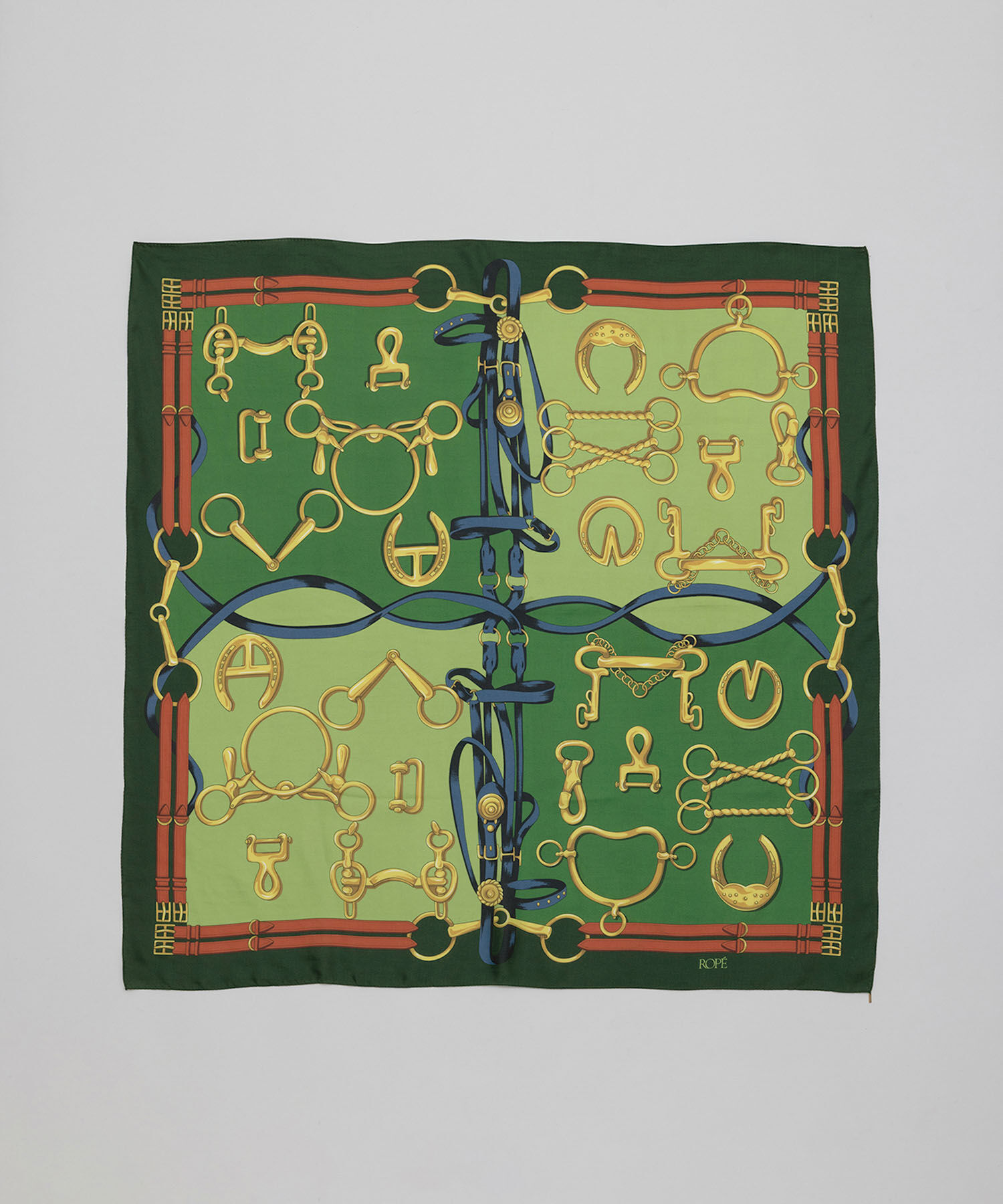 ROP&Eacute;「ROPE'アーカイブパターンシルクスカーフ/Lサイズ」|バンダナ・スカーフ|モスグリーン(32)