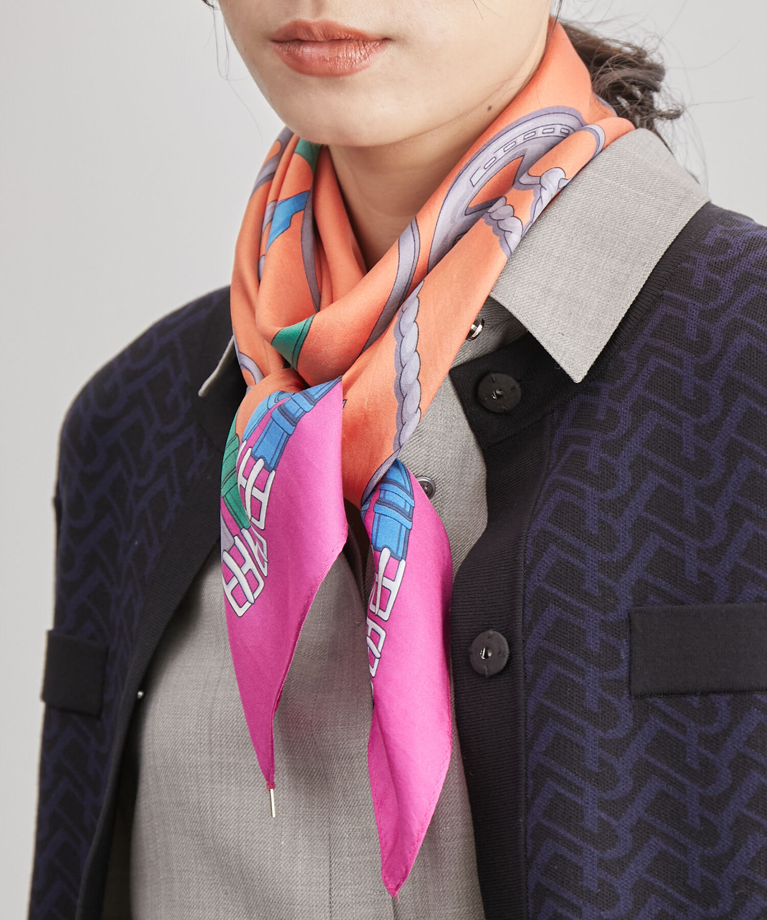 ROP&Eacute;「ROPE'アーカイブパターンシルクスカーフ/Lサイズ」|バンダナ・スカーフ|ピンク系(65)