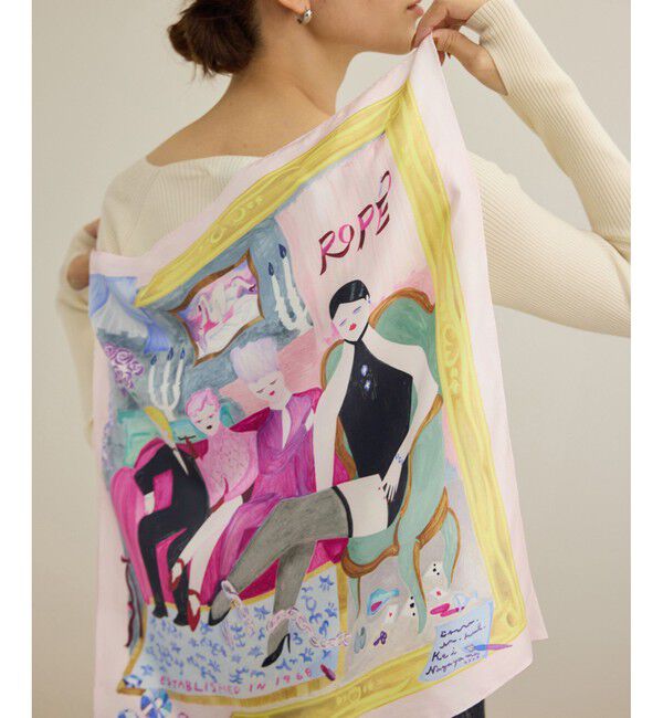 ROPE「【4 ARTIST for ROPE'】コラボ シルクスカーフ/Sサイズ」|バンダナ・スカーフ|ピンク