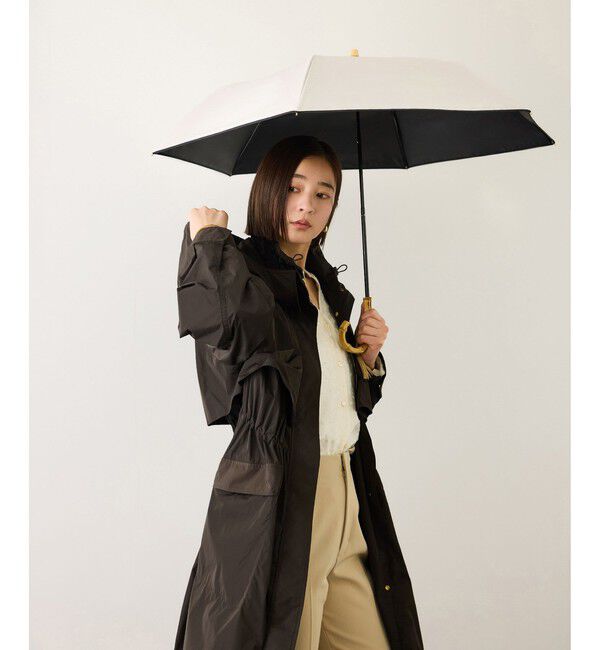 ROPE「[晴雨兼用]バンブーハンドルバイカラーコンパクトパラソル(折りたたみ傘・日傘)/UV100%カット/完全遮光生地」|傘|