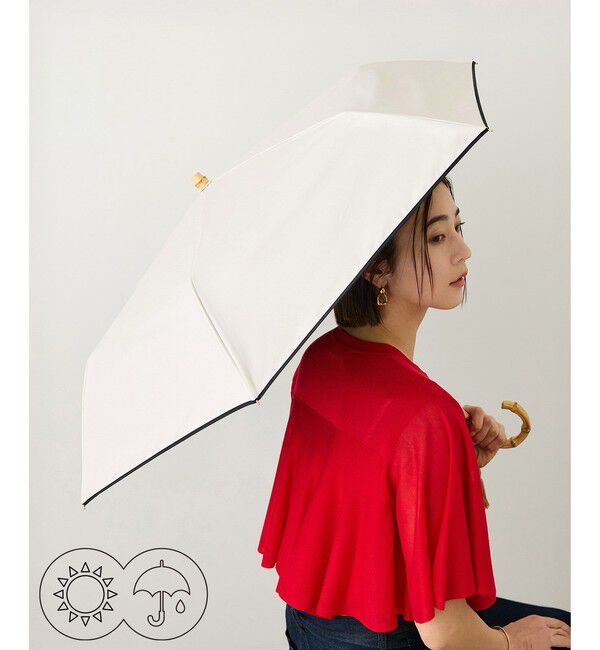 ROPE「[晴雨兼用]バンブーハンドルバイカラーコンパクトパラソル(折りたたみ傘・日傘)/UV100%カット/完全遮光生地」|傘|キナリ(16)