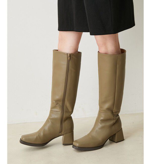 VIS「【抗菌防臭】スクエアトゥソフトロングブーツ」|ロングブーツ|