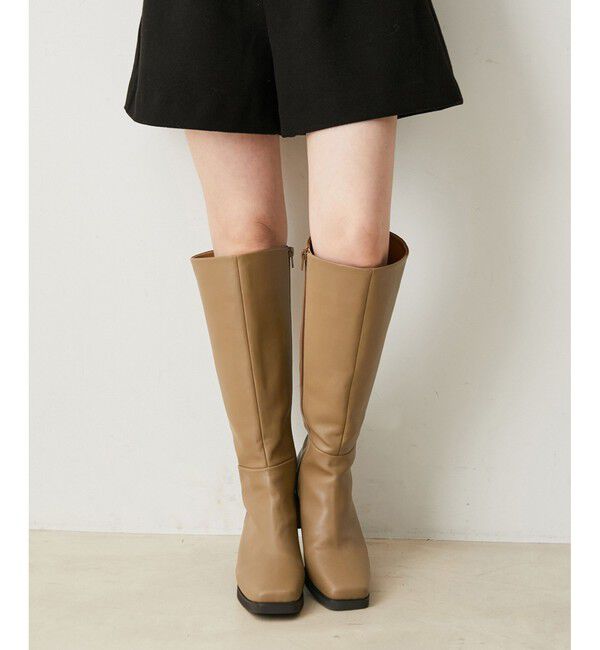 VIS「【抗菌防臭】スクエアトゥソフトロングブーツ」|ロングブーツ|