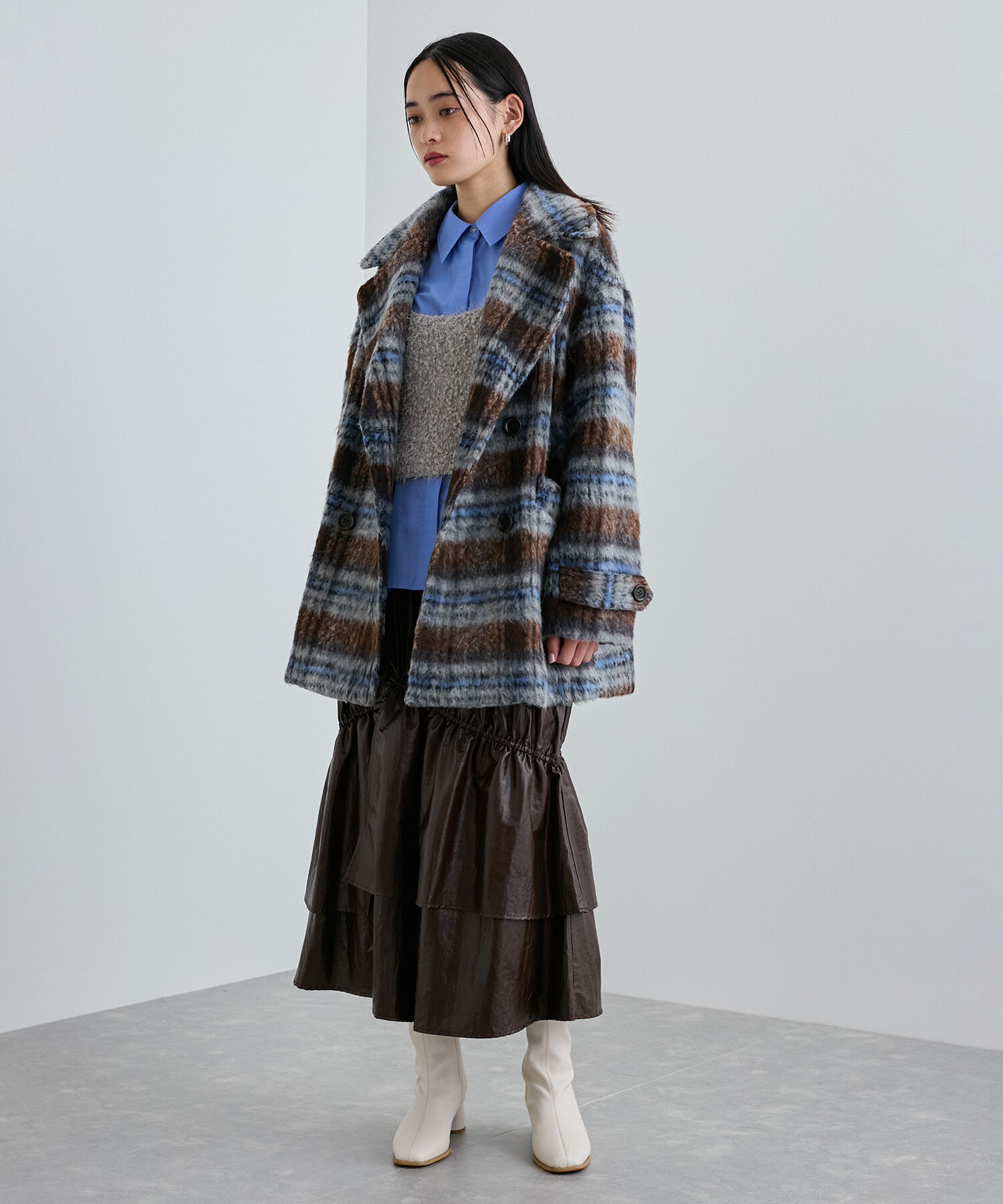 VIS「シャギーミディ丈Pコート」|ピーコート|