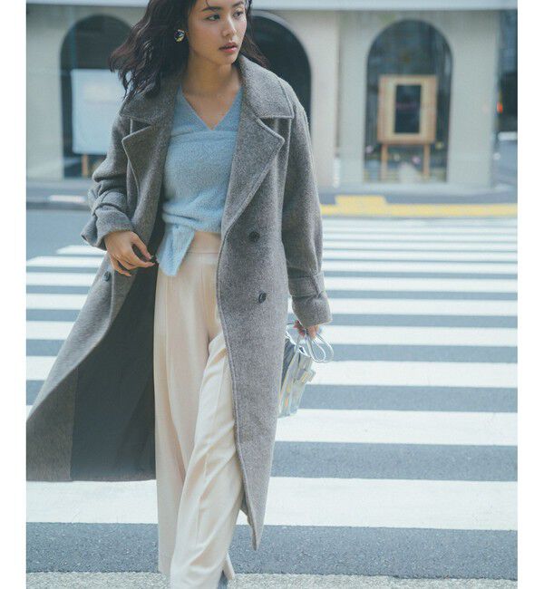 VIS「【美warm】ストレッチ釦付きワイドパンツ/スラックス【アンチピリング/防シワ/洗える】」|チノ|