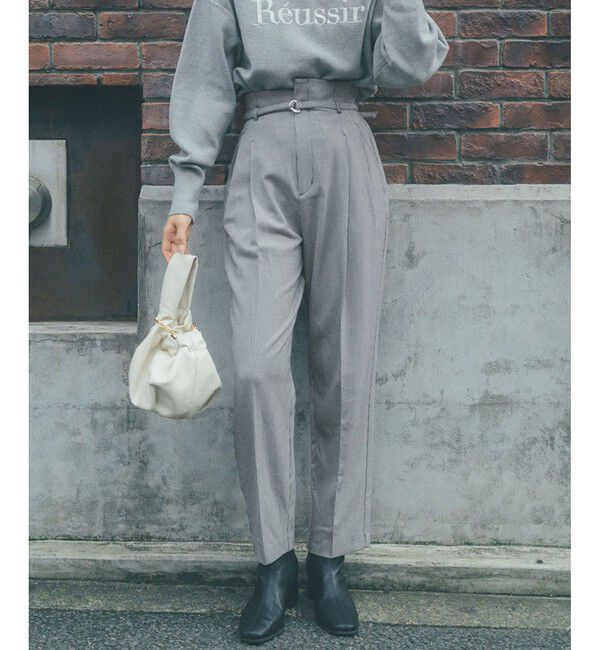 VIS「【美warm】ストレッチベルト付きハイウエストテーパードパンツ【アンチピリング/防シワ/洗える】」|チノ|クロサブ