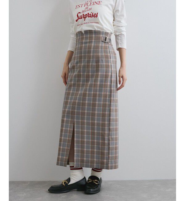 VIS「【美easy】コンフォートツイルウエストデザインIラインスカート【洗える/防シワ/UVケア】」|スカート|