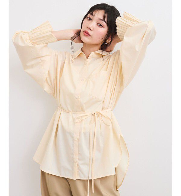 VIS「【洗える】プリーツスリーブフレアーシャツ」|シャツ・ブラウス|
