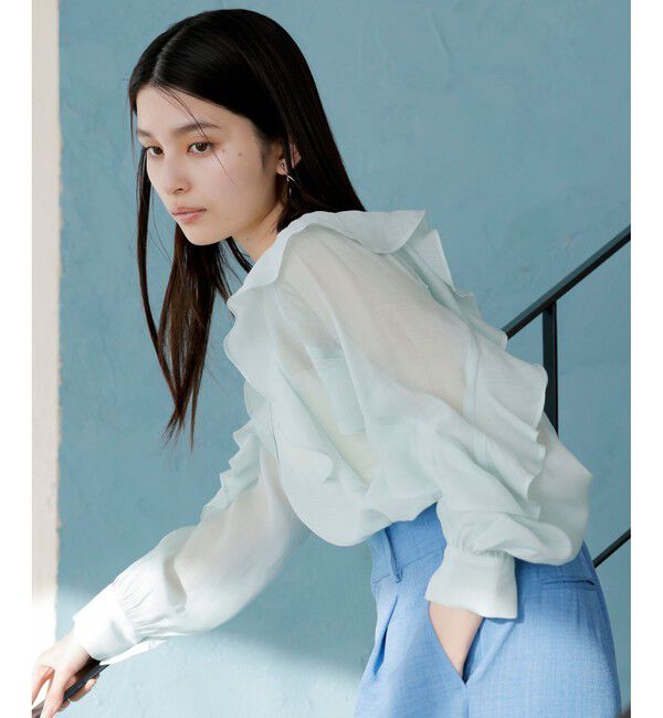 VIS「【前後2WAY】ラッフルフリルブラウス」|シャツ・ブラウス|ライトグリン(33)