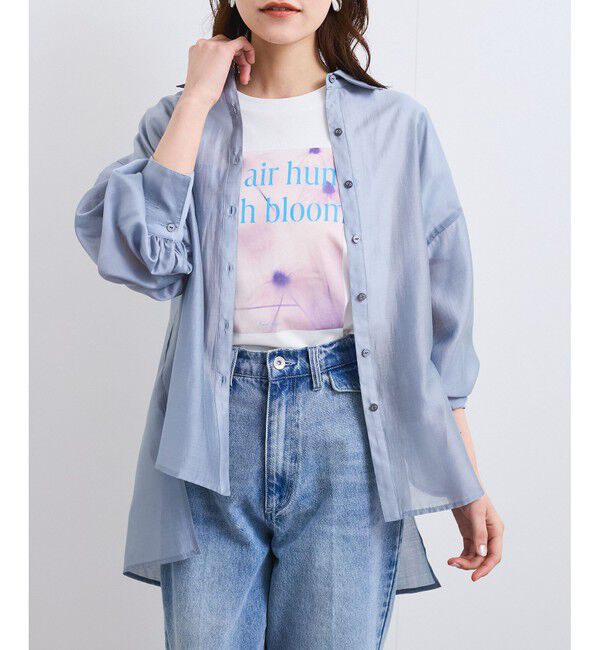 VIS「【洗える】アソートシアーシャツ(フラワー刺繍&無地）」|シャツ・ブラウス|