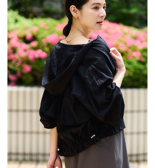 VIS「【追加】【WEB限定】シアーバックフリルフードブルゾン【洗える】」|ブルゾン・スタジャン|ブラック(01)