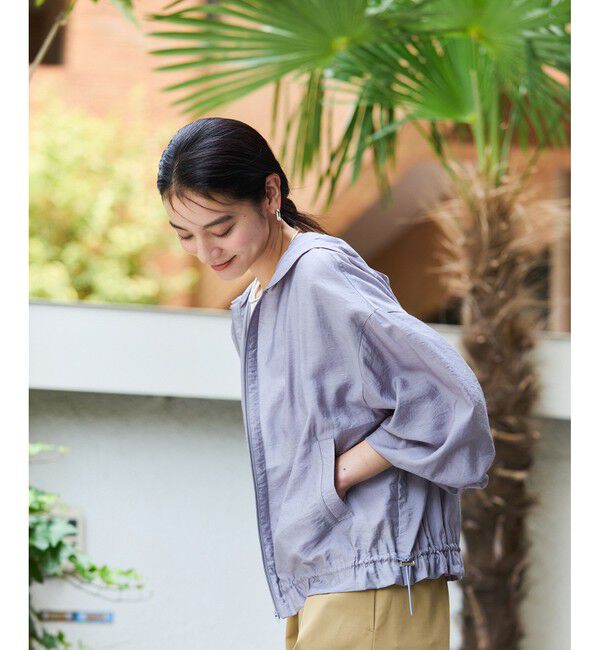 VIS「【追加】【WEB限定】シアーバックフリルフードブルゾン【洗える】」|ブルゾン・スタジャン|