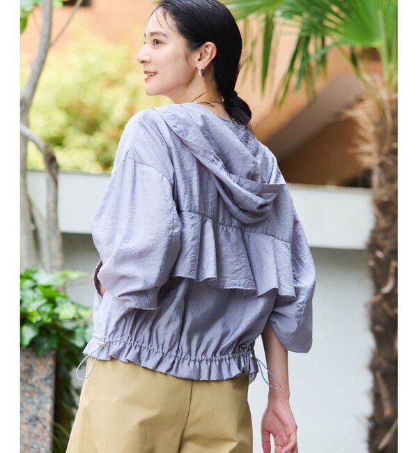 VIS「【追加】【WEB限定】シアーバックフリルフードブルゾン【洗える】」|ブルゾン・スタジャン|