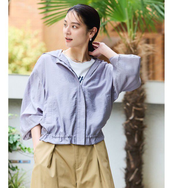 VIS「【追加】【WEB限定】シアーバックフリルフードブルゾン【洗える】」|ブルゾン・スタジャン|