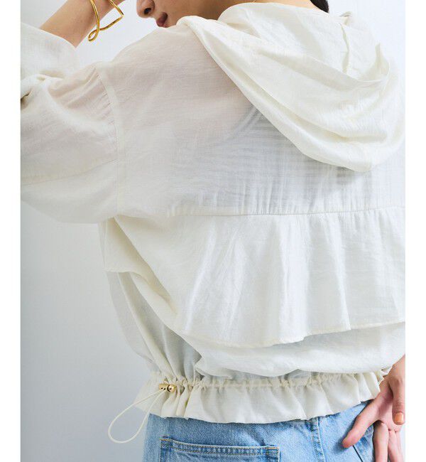 VIS「【追加】【WEB限定】シアーバックフリルフードブルゾン【洗える】」|ブルゾン・スタジャン|