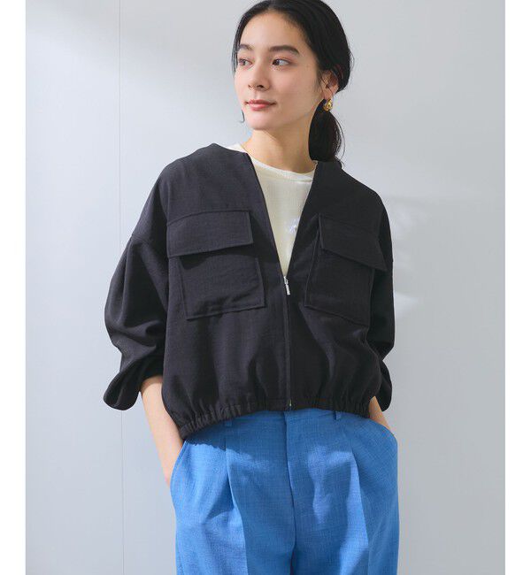 VIS「【WEB限定】気流染めリネンライクダブルポケットブルゾン【防シワ/UVケア/接触冷感/洗える】」|ブルゾン・スタジャン|