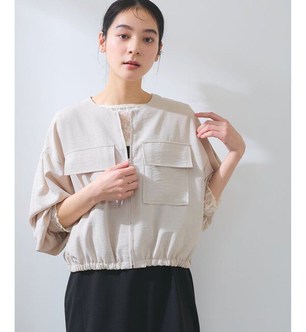 VIS「【WEB限定】気流染めリネンライクダブルポケットブルゾン【防シワ/UVケア/接触冷感/洗える】」|ブルゾン・スタジャン|