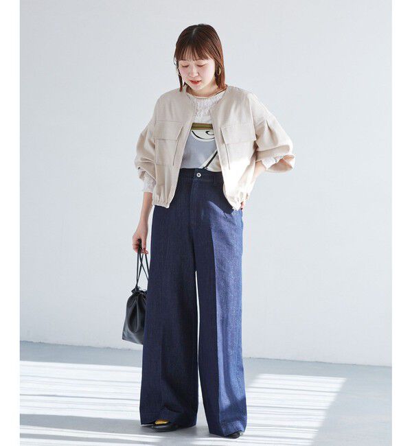 VIS「【WEB限定】気流染めリネンライクダブルポケットブルゾン【防シワ/UVケア/接触冷感/洗える】」|ブルゾン・スタジャン|