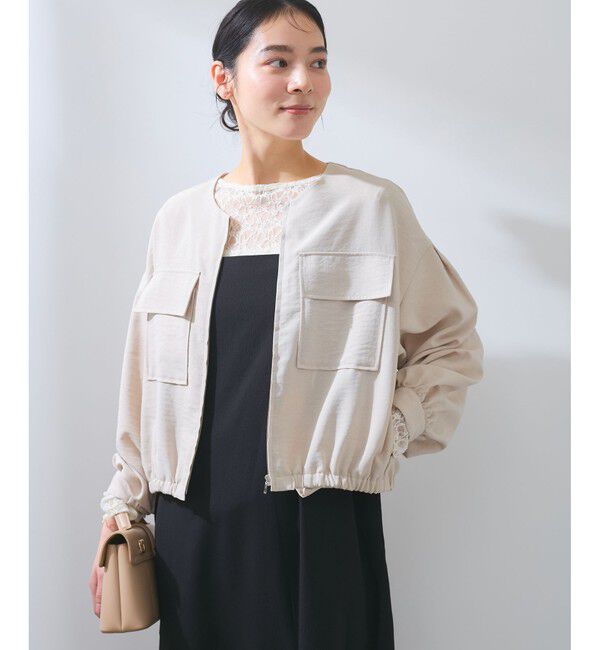 VIS「【WEB限定】気流染めリネンライクダブルポケットブルゾン【防シワ/UVケア/接触冷感/洗える】」|ブルゾン・スタジャン|