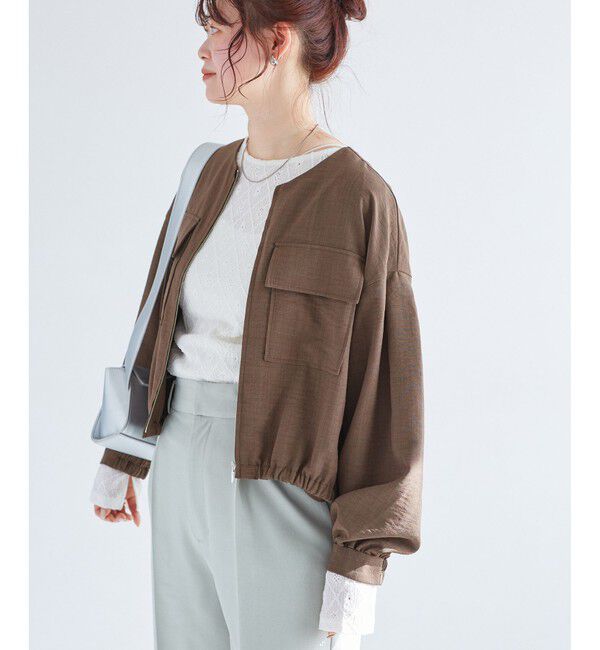 VIS「【WEB限定】気流染めリネンライクダブルポケットブルゾン【防シワ/UVケア/接触冷感/洗える】」|ブルゾン・スタジャン|
