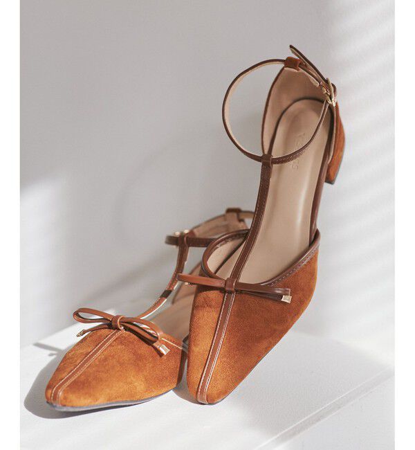 VIS「Tストラップリボンパンプス」|パンプス|キャメル(25)