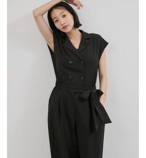 VIS「エアタン加工リラックスロンパース」|オールインワン|