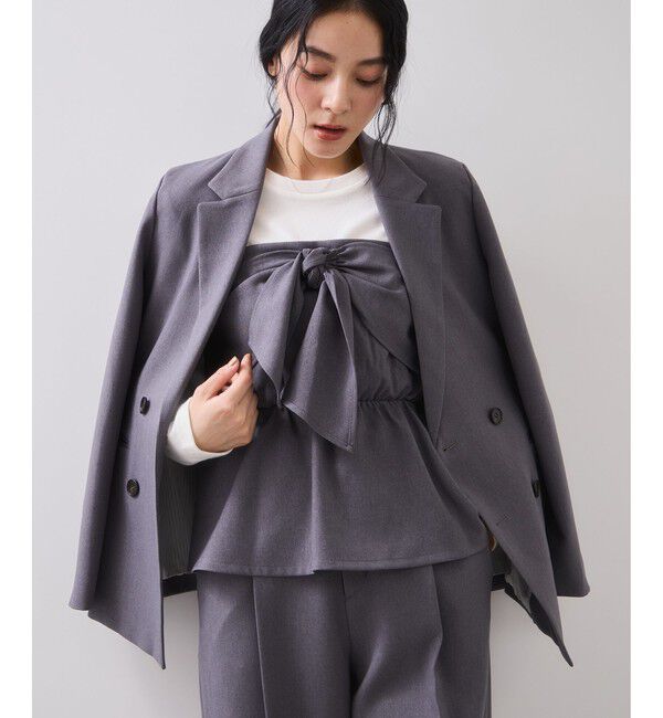 VIS「【美easy】ウーリッシュダブルブレストテーラードジャケット【セットアップ対応/洗える】」|テーラードジャケット|