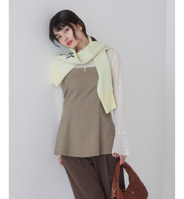 VIS「【美easy】ウーリッシュチュニック丈ビスチェ【セットアップ対応/洗える】」|キャミソール|