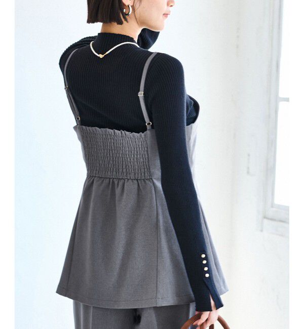 VIS「【美easy】ウーリッシュチュニック丈ビスチェ【セットアップ対応/洗える】」|キャミソール|