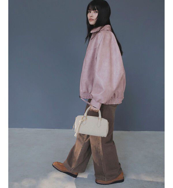 VIS「合皮＆スエードライクジップアップブルゾン」|ブルゾン・スタジャン|