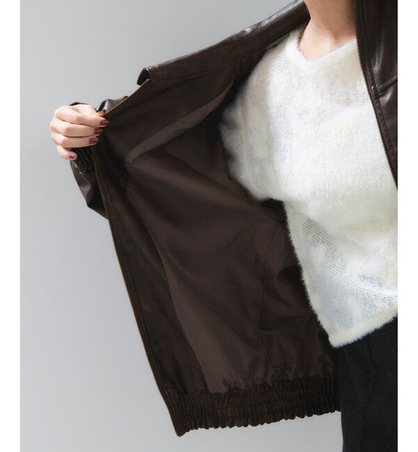 VIS「合皮＆スエードライクジップアップブルゾン」|ブルゾン・スタジャン|