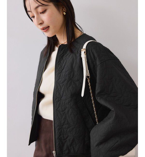 VIS「合皮パイピングキルトアソートブルゾン」|ブルゾン・スタジャン|ブラック(01)